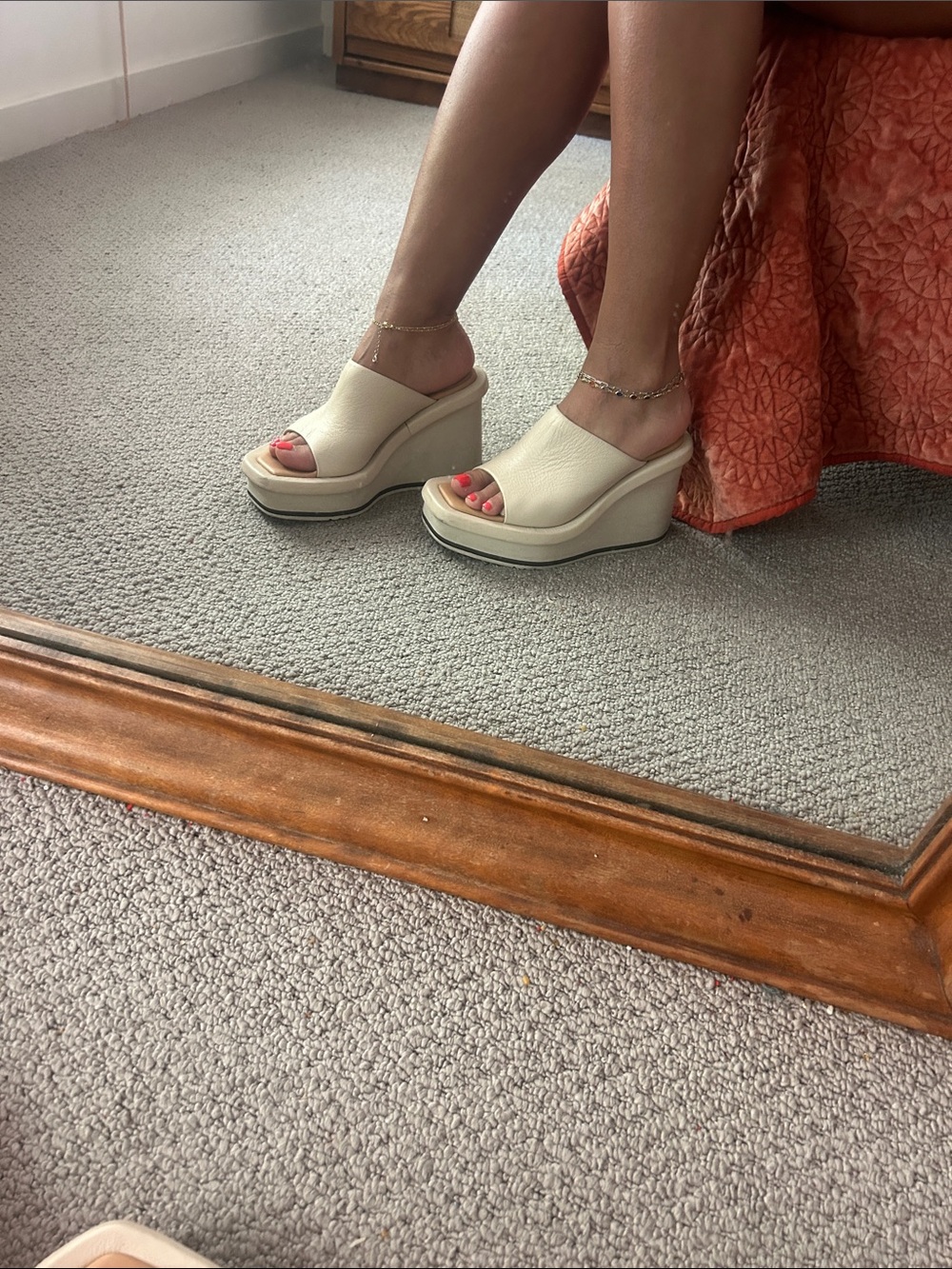 Paloma Barcelo Cream Platform Wedge Slide - Picture 3 of 14